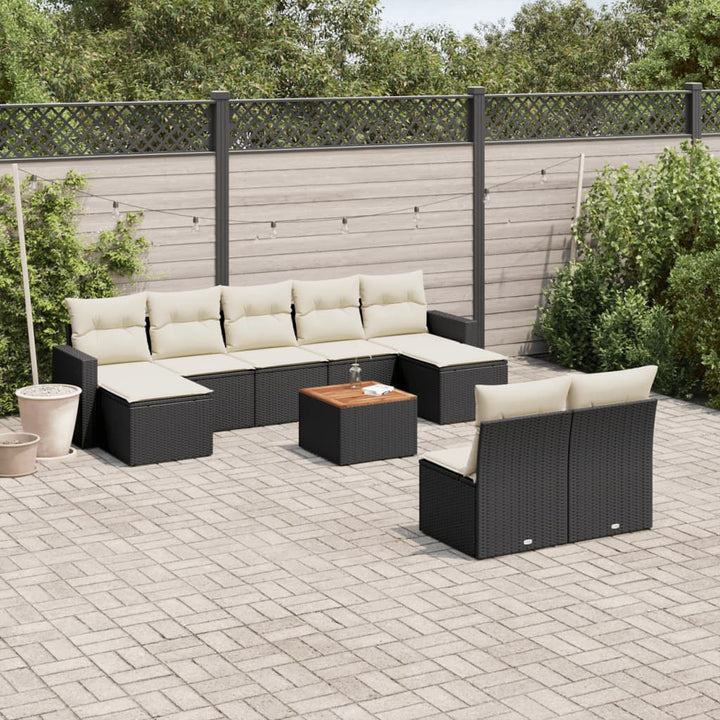 sofasæt til haven 10 dele med hynder polyrattan sort