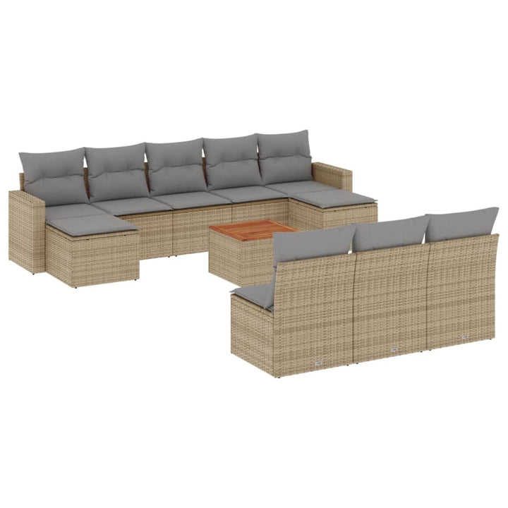 sofasæt til haven 11 dele med hynder polyrattan beige