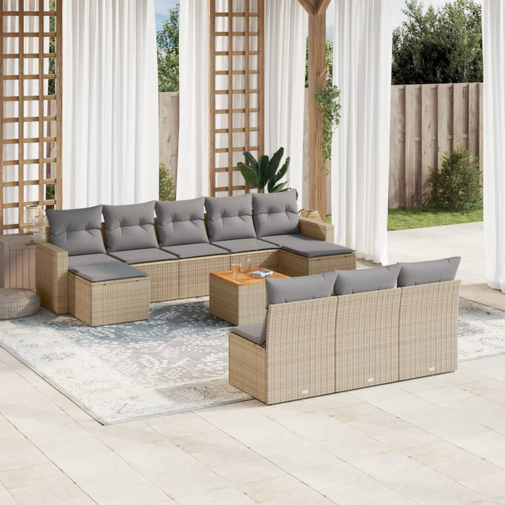 sofasæt til haven 11 dele med hynder polyrattan beige