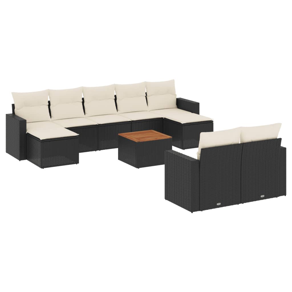 sofasæt til haven 10 dele med hynder polyrattan sort