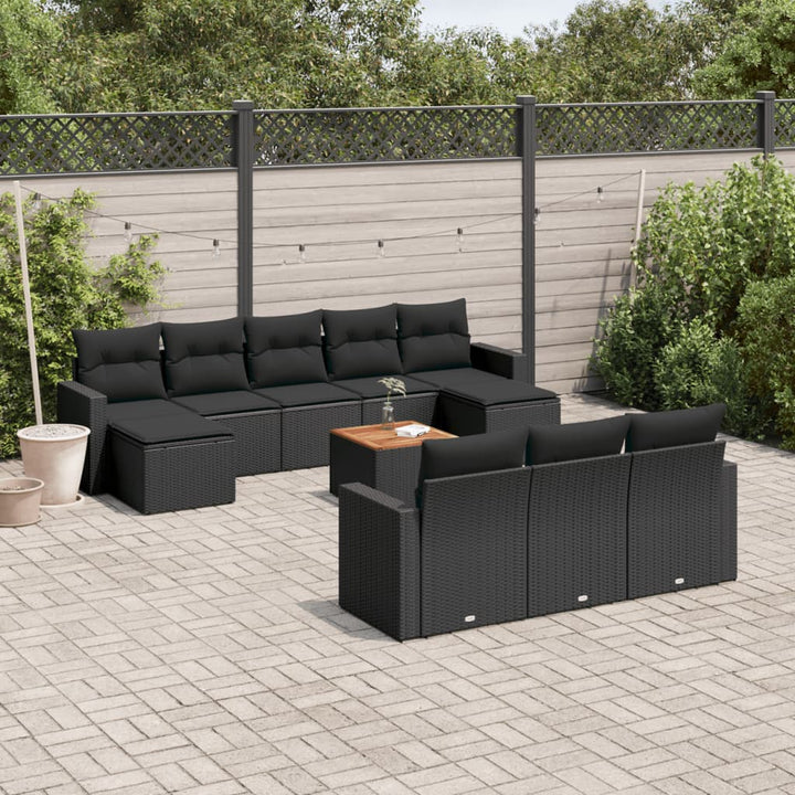 sofasæt til haven 11 dele med hynder polyrattan sort