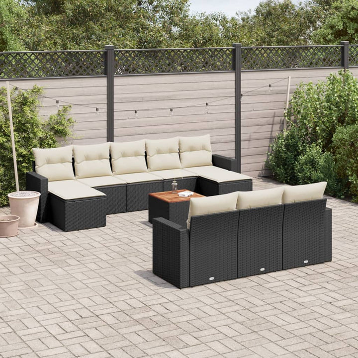 sofasæt til haven 11 dele med hynder polyrattan sort