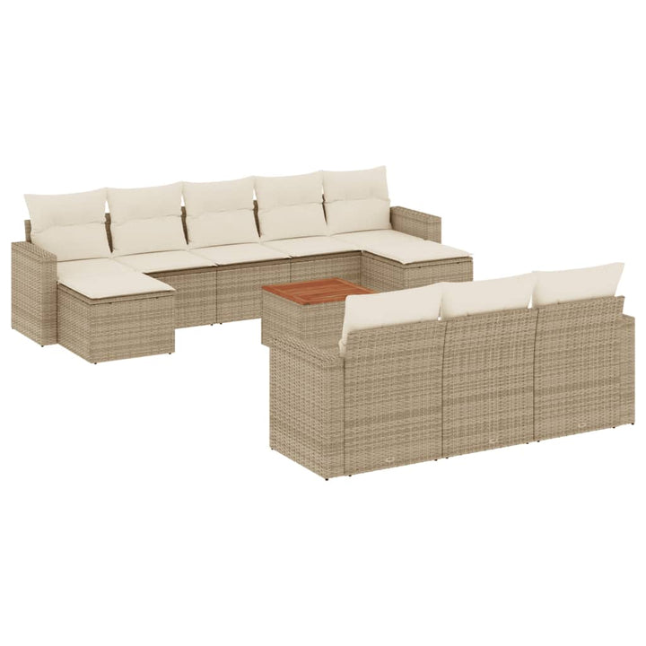sofasæt til haven 11 dele med hynder polyrattan beige