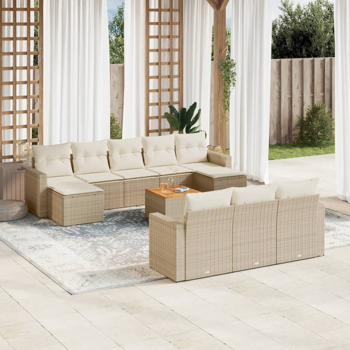 sofasæt til haven 11 dele med hynder polyrattan beige