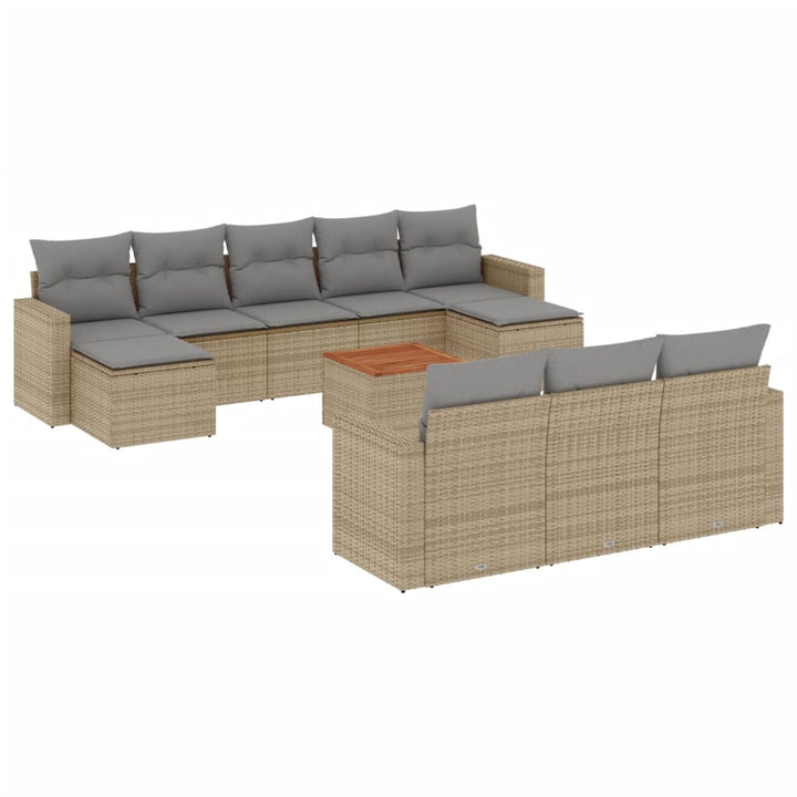 sofasæt til haven 11 dele med hynder polyrattan beige