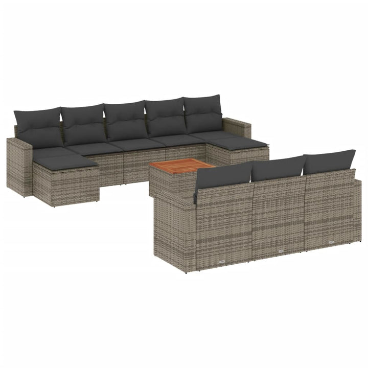 loungesæt til haven 11 dele med hynder polyrattan grå