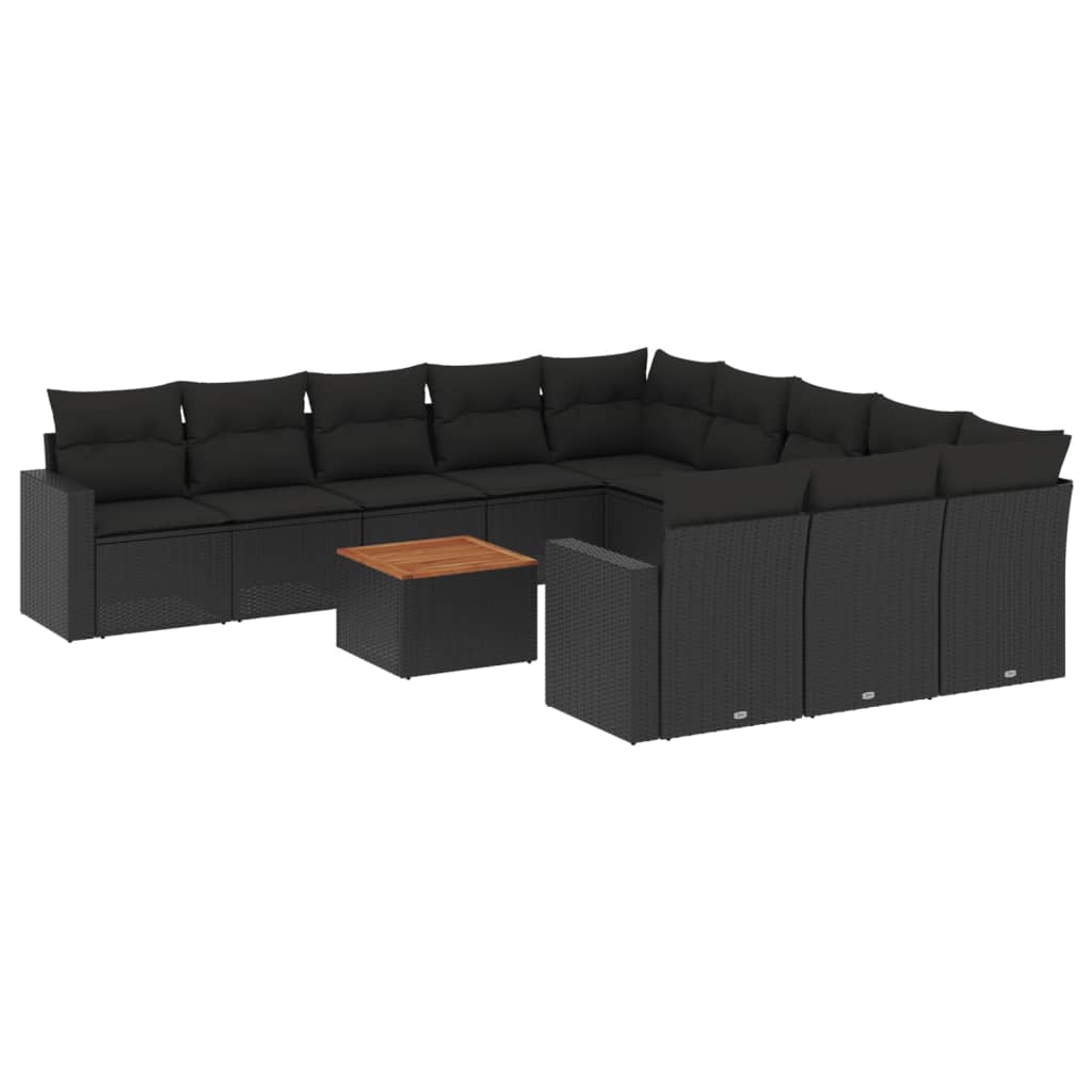 sofasæt til haven 12 dele med hynder polyrattan sort