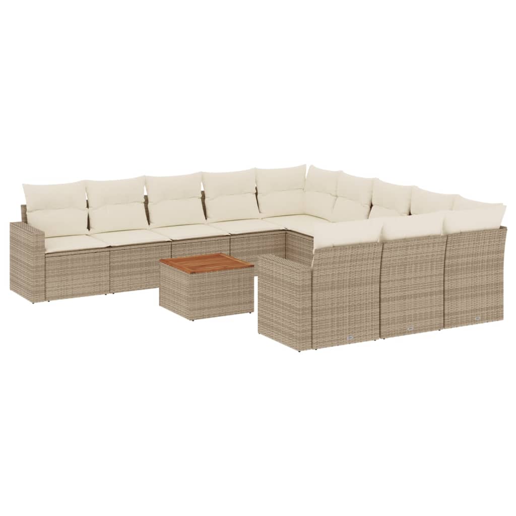 sofasæt til haven 12 dele med hynder polyrattan beige