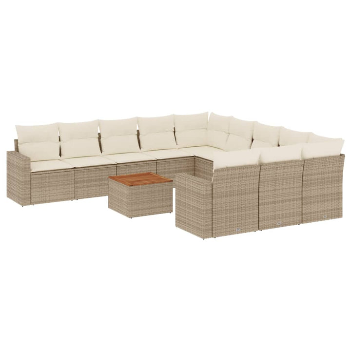 sofasæt til haven 12 dele med hynder polyrattan beige
