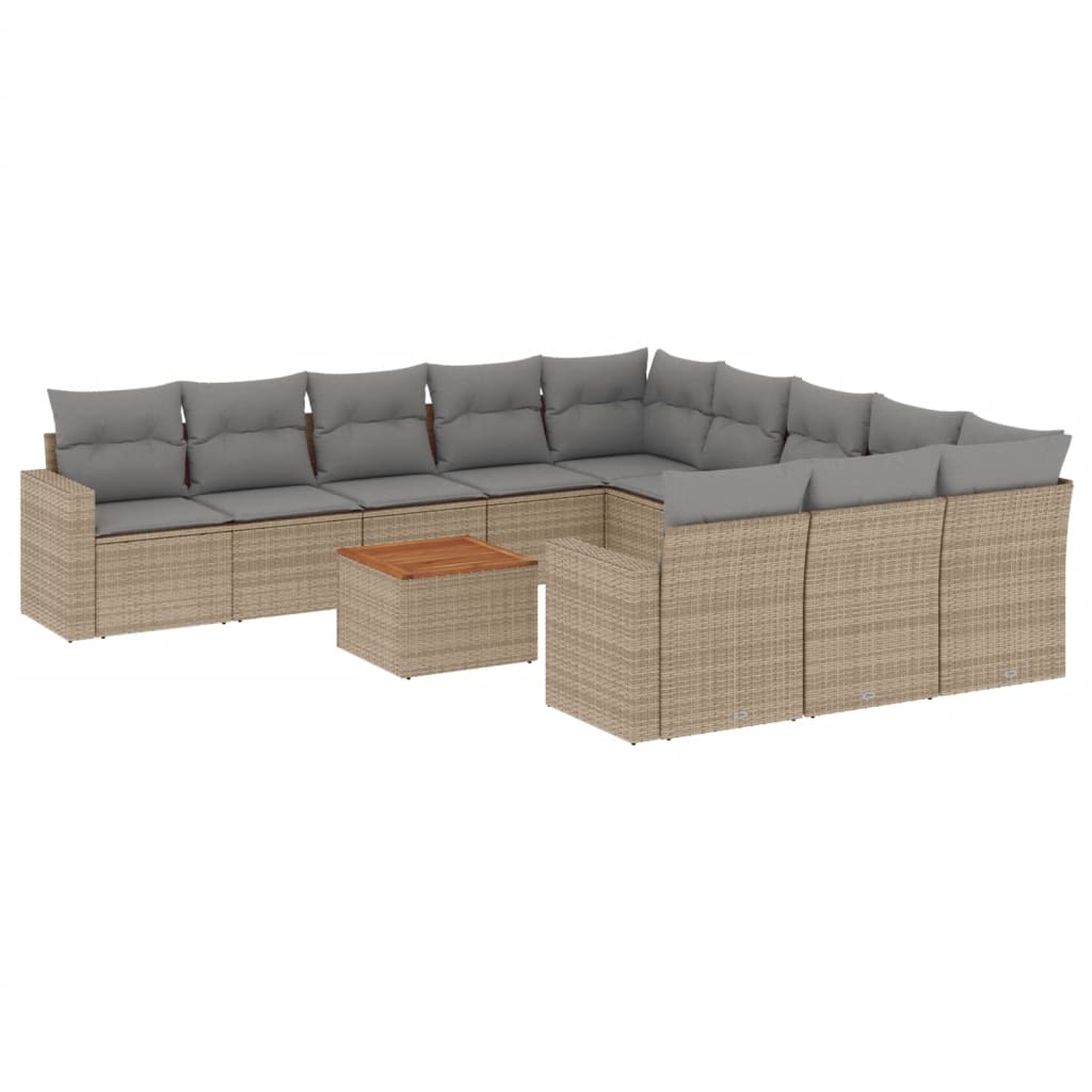 sofasæt til haven 12 dele med hynder polyrattan beige