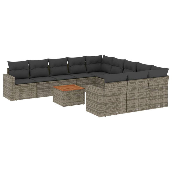 sofasæt til haven 12 dele med hynder polyrattan grå
