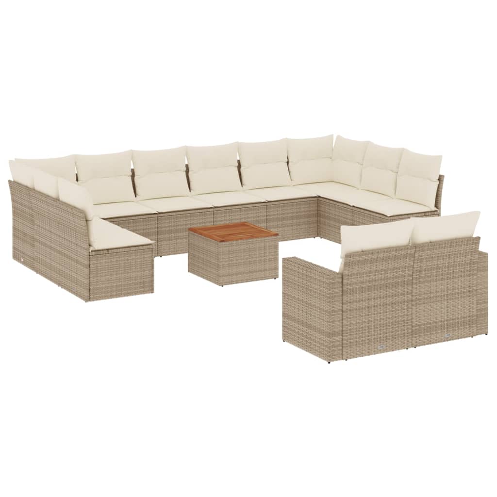 sofasæt til haven 13 dele med hynder polyrattan beige