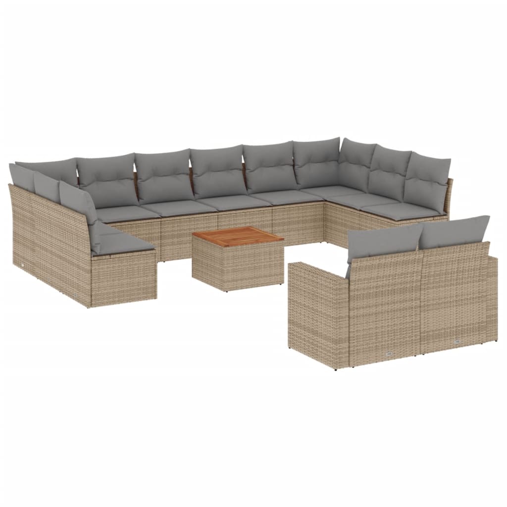 sofasæt til haven 13 dele med hynder polyrattan beige