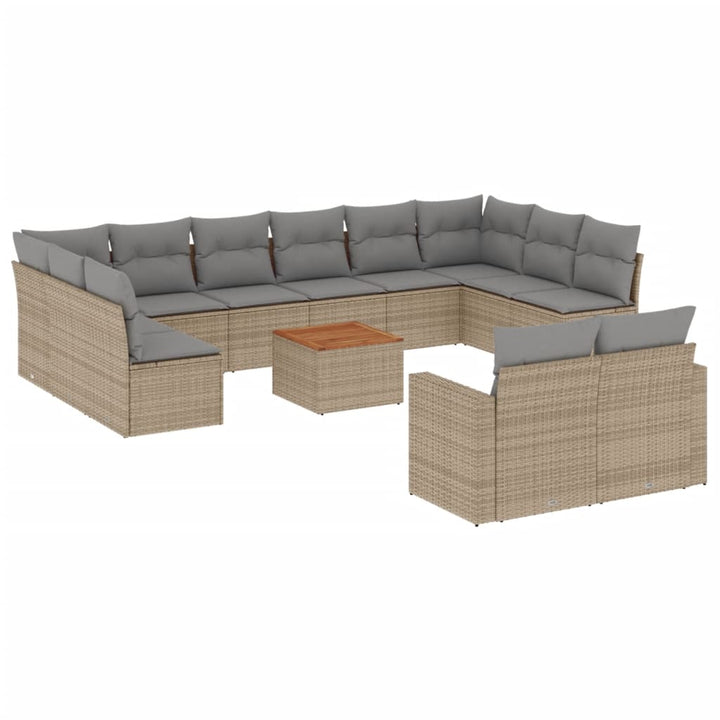sofasæt til haven 13 dele med hynder polyrattan beige