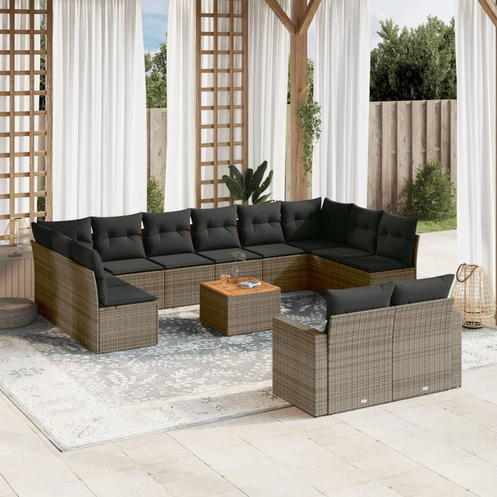 sofasæt til haven 13 dele med hynder polyrattan grå