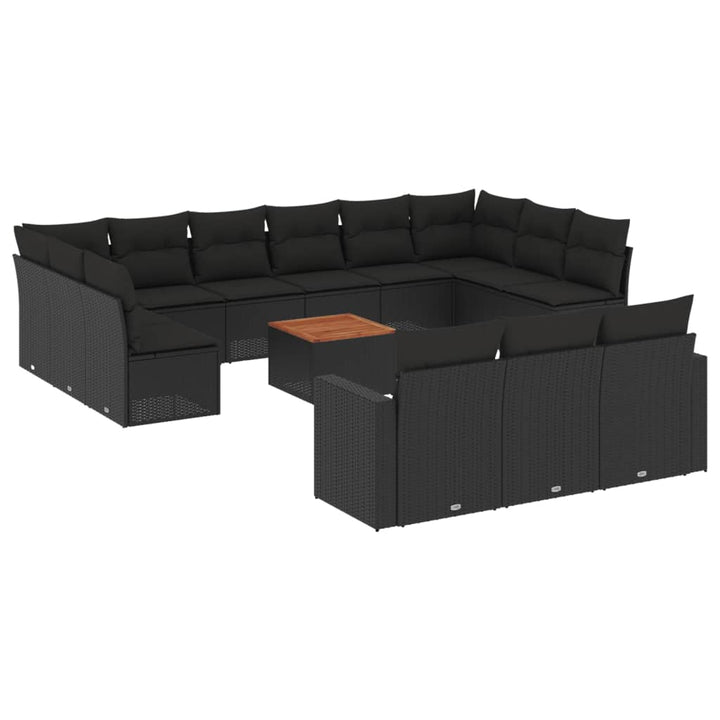 sofasæt til haven 14 dele med hynder polyrattan sort