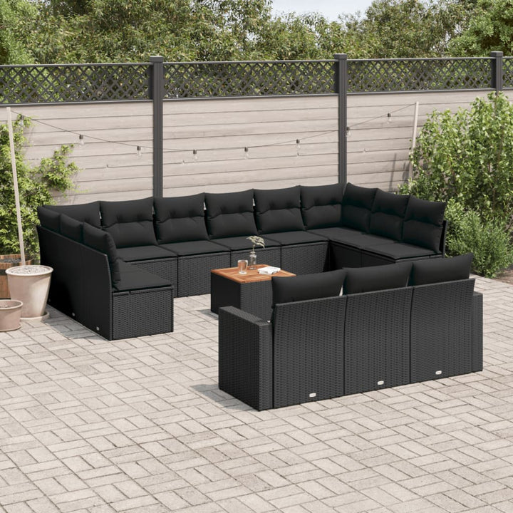 sofasæt til haven 14 dele med hynder polyrattan sort