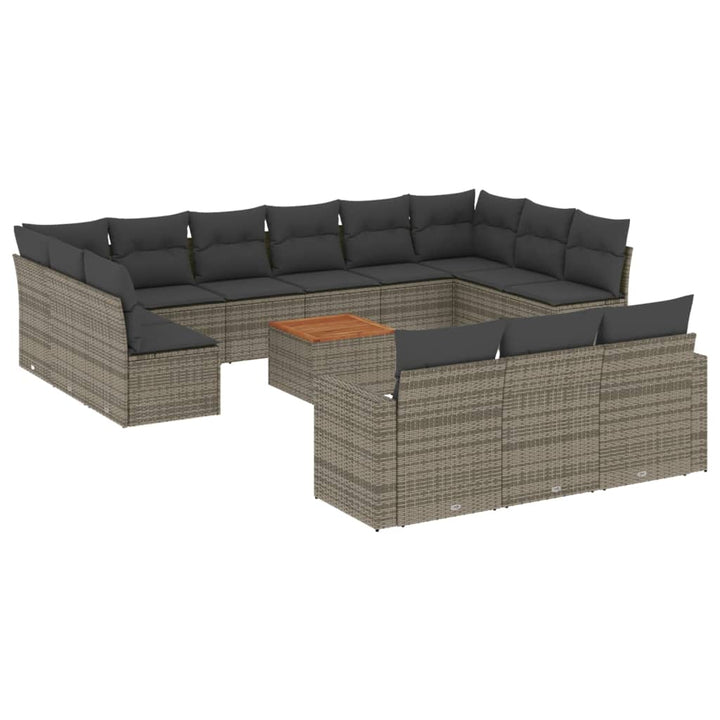 sofasæt til haven 14 dele med hynder polyrattan grå