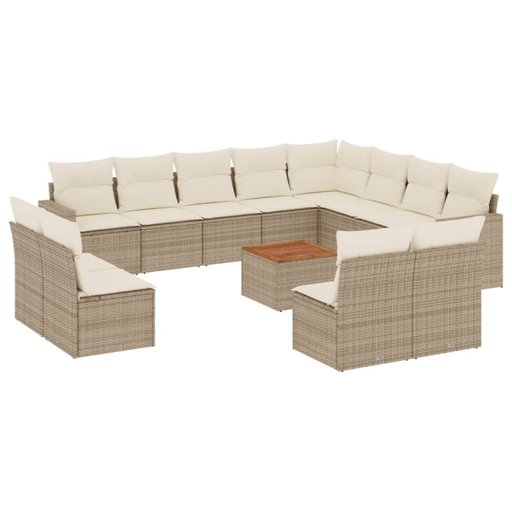 sofasæt til haven 13 dele med hynder polyrattan beige