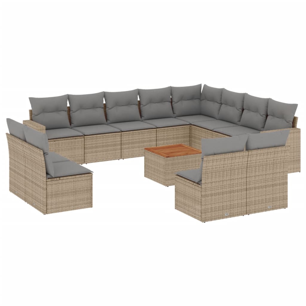 sofasæt til haven 13 dele med hynder polyrattan beige