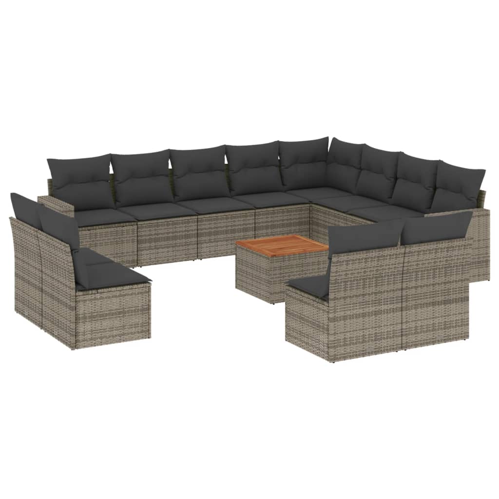 sofasæt til haven 13 dele med hynder polyrattan grå