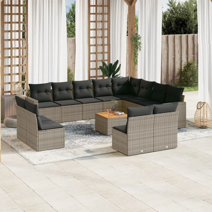 sofasæt til haven 13 dele med hynder polyrattan grå