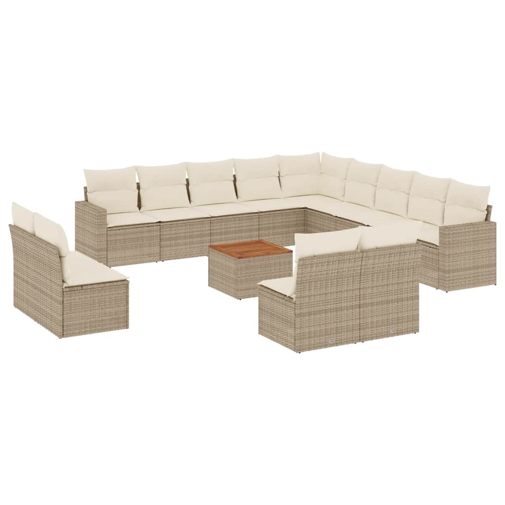 sofasæt til haven 14 dele med hynder polyrattan beige