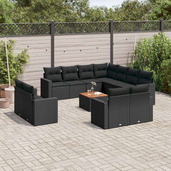 sofasæt til haven 12 dele med hynder polyrattan sort