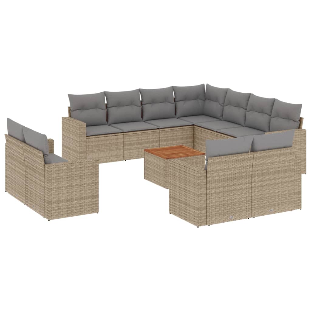 sofasæt til haven 12 dele med hynder polyrattan beige
