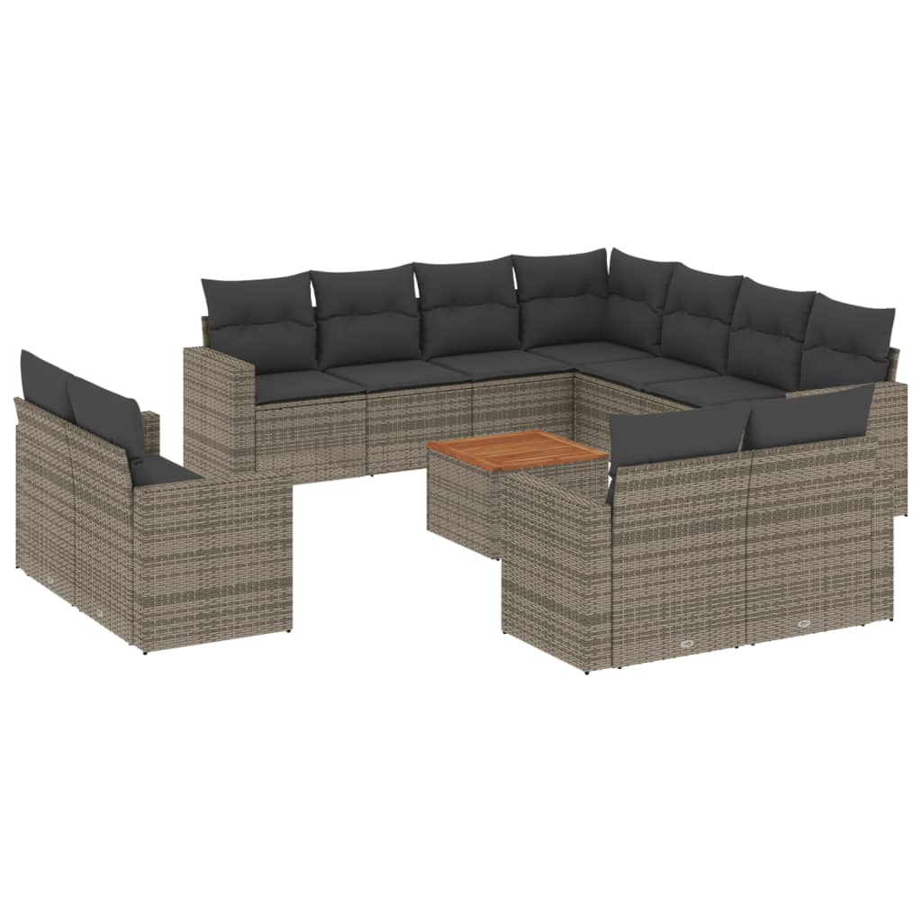 sofasæt til haven 12 dele med hynder polyrattan grå