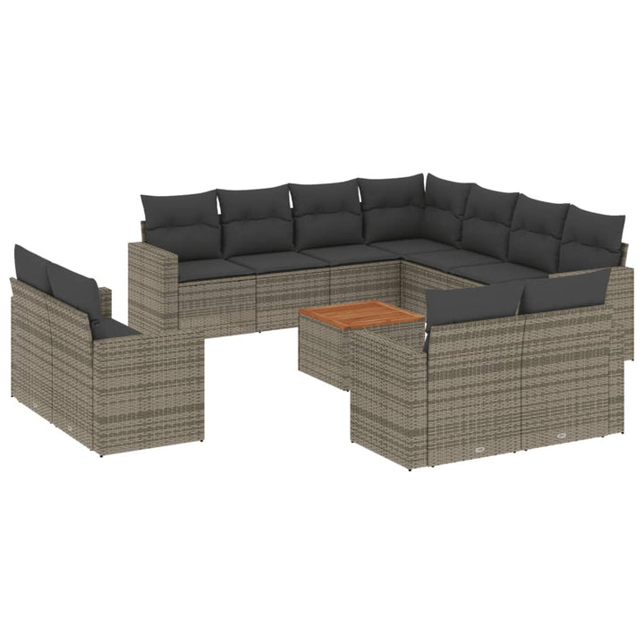 sofasæt til haven 12 dele med hynder polyrattan grå