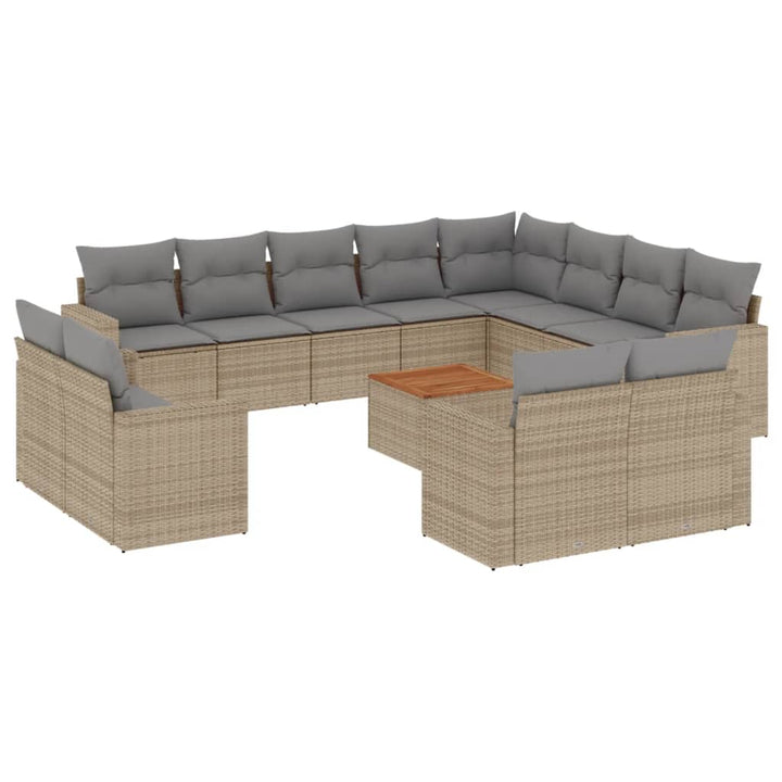 sofasæt til haven 13 dele med hynder polyrattan beige