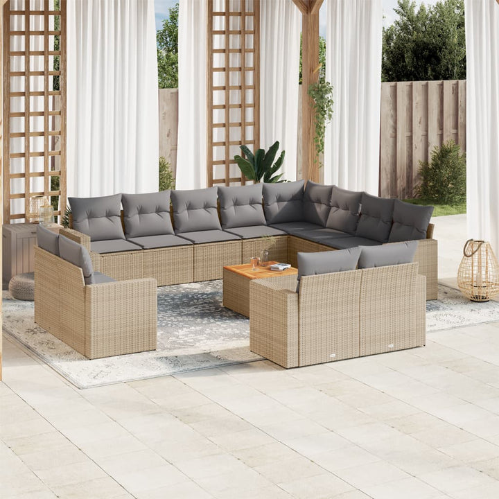 sofasæt til haven 13 dele med hynder polyrattan beige
