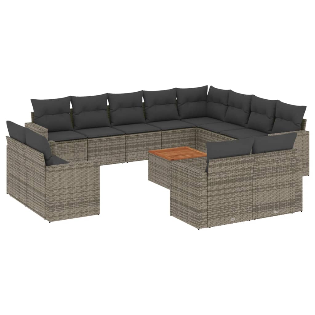 sofasæt til haven 13 dele med hynder polyrattan grå