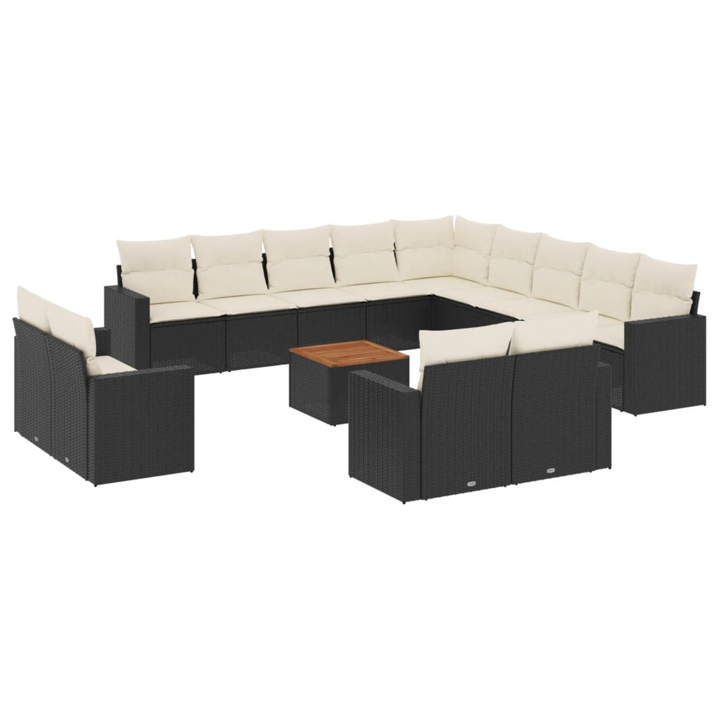 sofasæt til haven 14 dele med hynder polyrattan sort