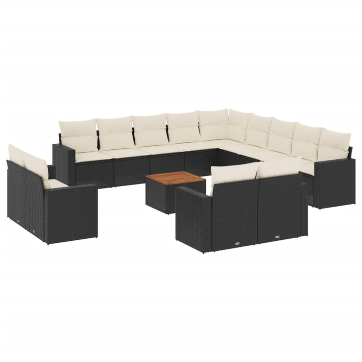 sofasæt til haven 14 dele med hynder polyrattan sort