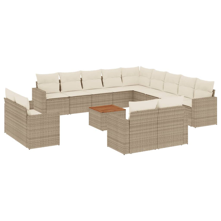 sofasæt til haven 14 dele med hynder polyrattan beige