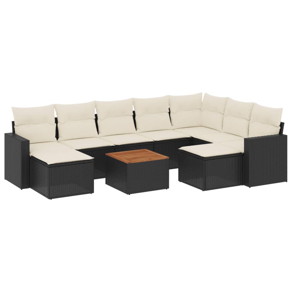 sofasæt til haven 10 dele med hynder polyrattan sort