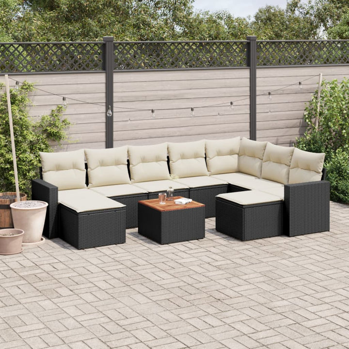 sofasæt til haven 10 dele med hynder polyrattan sort