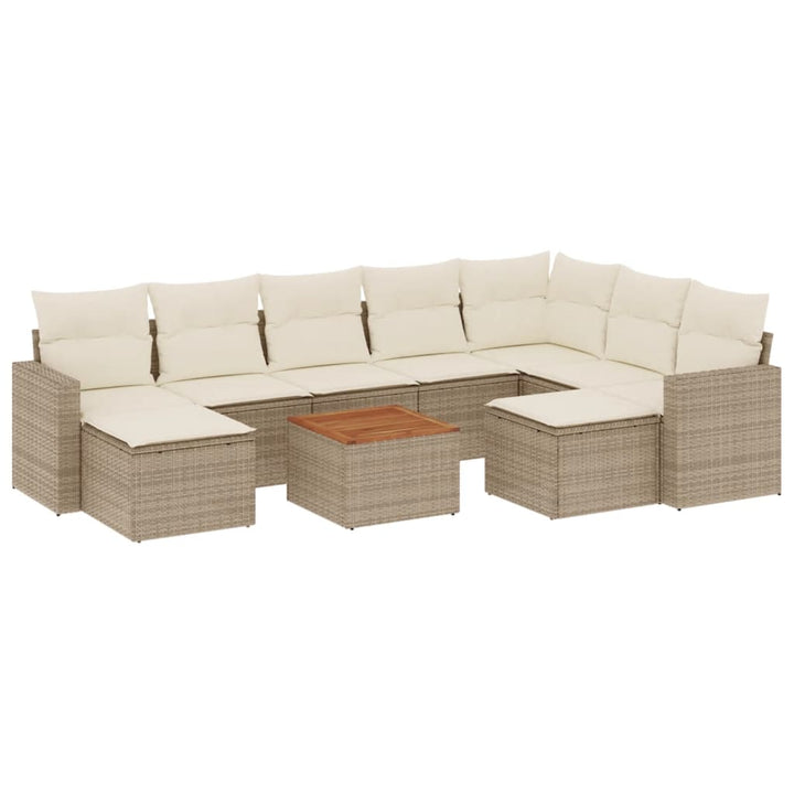 sofasæt til haven 10 dele med hynder polyrattan beige
