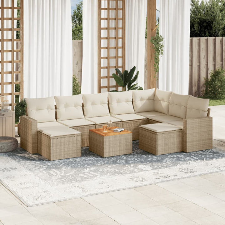 sofasæt til haven 10 dele med hynder polyrattan beige
