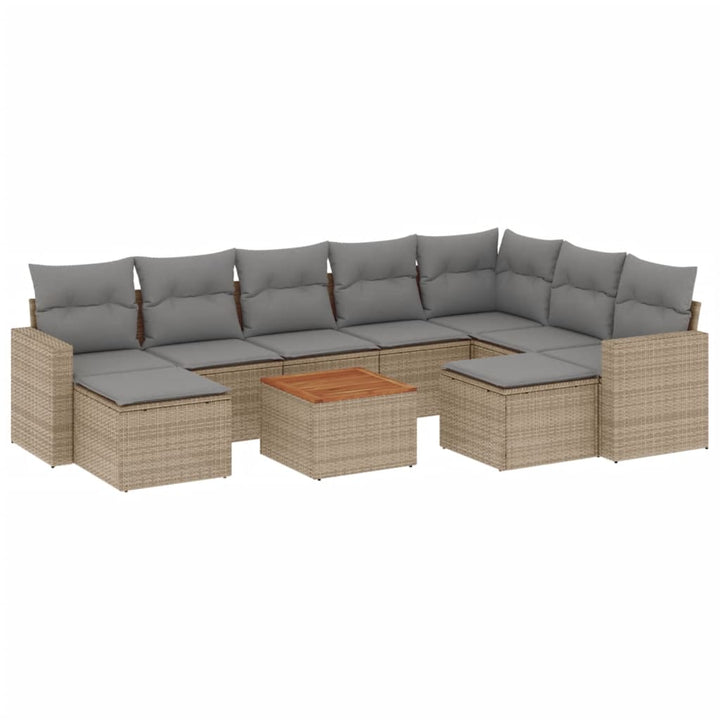 sofasæt til haven 10 dele med hynder polyrattan beige