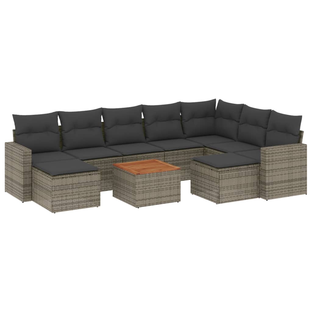 sofasæt til haven 10 dele med hynder polyrattan grå