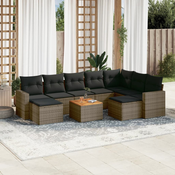 sofasæt til haven 10 dele med hynder polyrattan grå