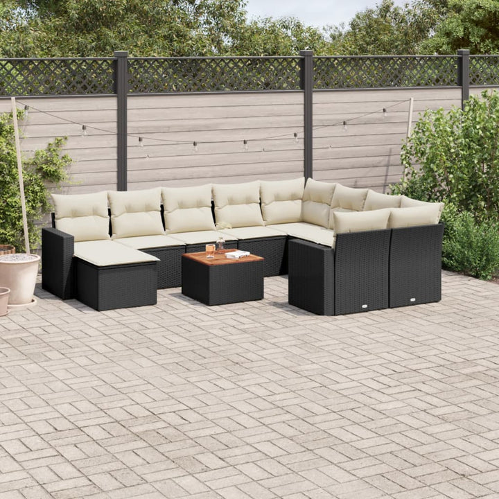 sofasæt til haven 11 dele med hynder polyrattan sort