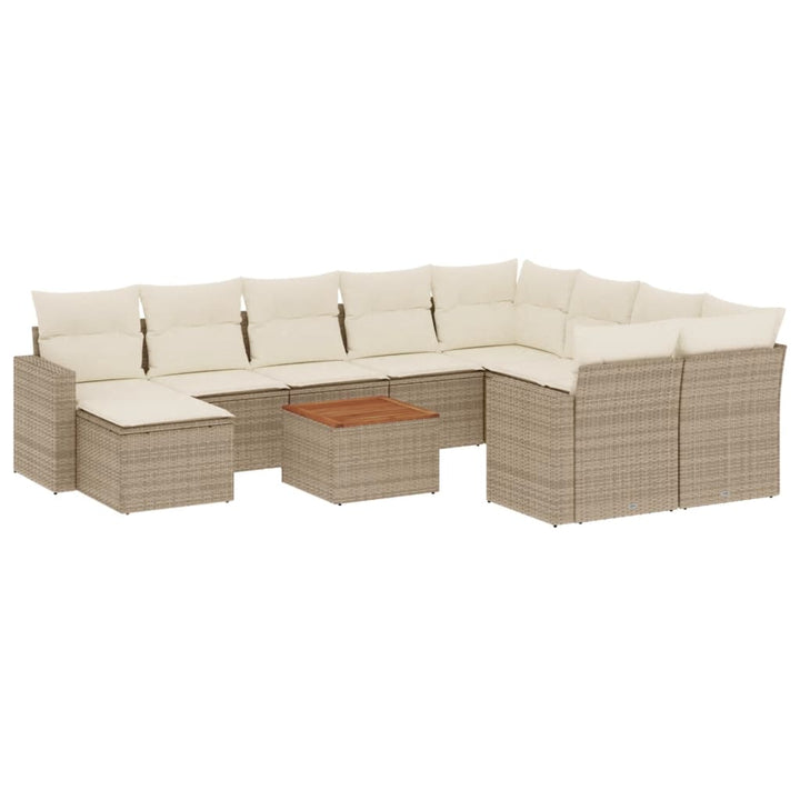 sofasæt til haven 11 dele med hynder polyrattan beige