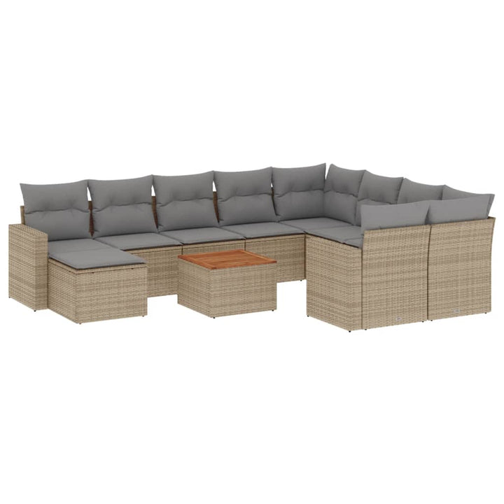 sofasæt til haven 11 dele med hynder polyrattan beige