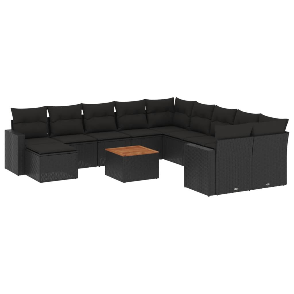 sofasæt til haven 12 dele med hynder polyrattan sort