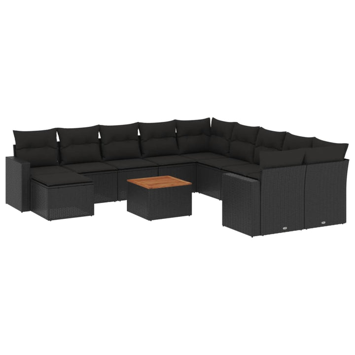 sofasæt til haven 12 dele med hynder polyrattan sort