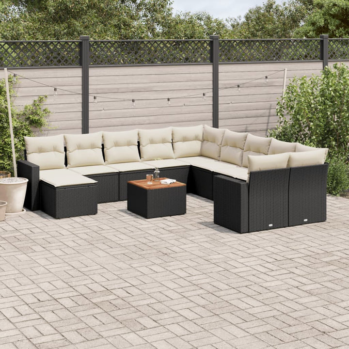 sofasæt til haven 12 dele med hynder polyrattan sort